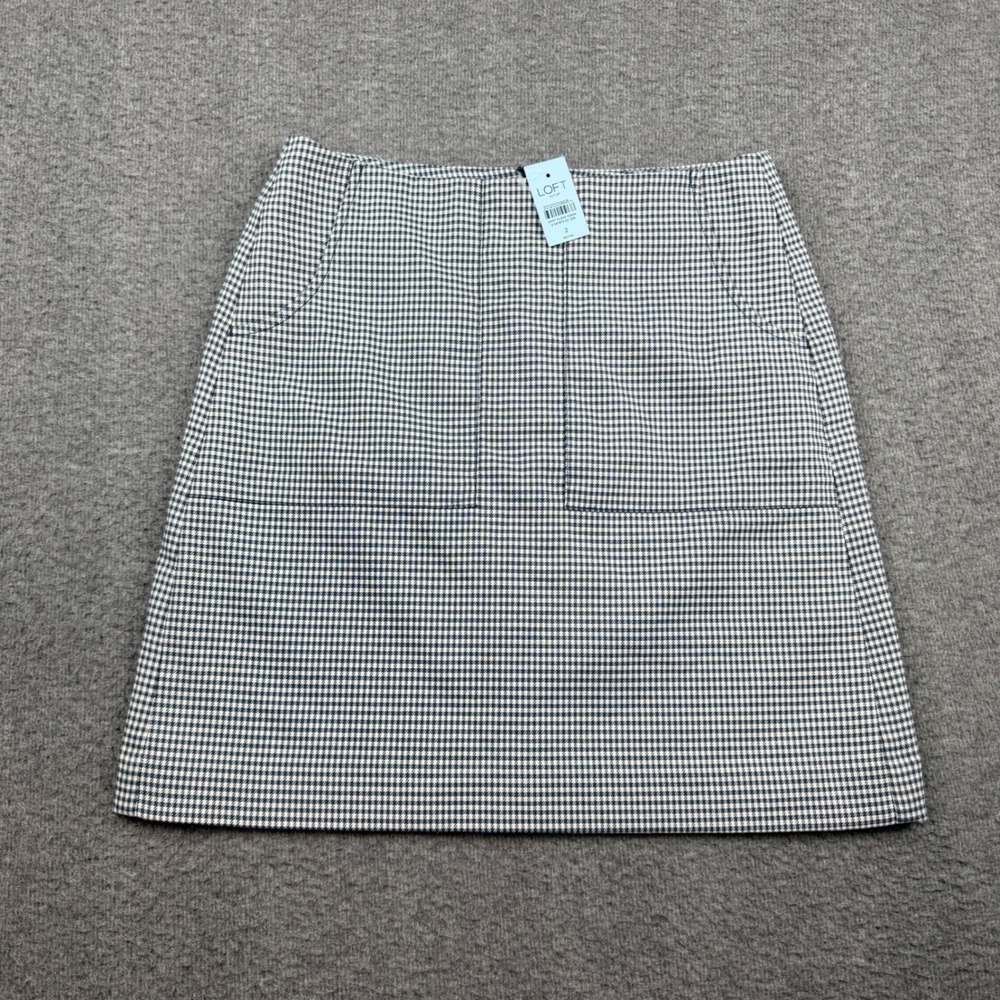 LOFT Outlet Petite Houndstooth Mini Skirt Blue White‎ 2P 541872